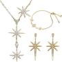 ALAIX Womens Necklace Sets Silver Gold Chain Necklaces with Long Shiny Bling Sparkle Pendant Adjuatable Sweater Necklace for Women and Girls