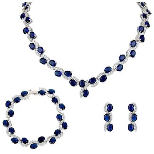 EVER FAITH Silver-Tone Zircon Wedding S-Shaped Necklace Earrings Bracelet Set
