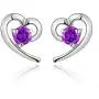 Crystalline Azuria Heart Jewelry Set for Women White Purple Zirconia Crystals Heart Pendant Necklace 18'' Stud Earrings Bracelet 7.2'' 18K White Gold Plated Crystalline Azuria Heart Jewelry Set for Women White Purple Zirconia Crystals Heart Pendant Necklace 18'' Stud Earrings Bracelet 7.2'' 18K White Gold Plated