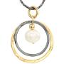 Graduated Circles 925 Sterling Silver 14k Gold Filled and White Pearl Multi Hoops Drop Pendant
