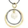 Graduated Circles 925 Sterling Silver 14k Gold Filled and White Pearl Multi Hoops Drop Pendant Graduated Circles 925 Sterling Silver 14k Gold Filled and White Pearl Multi Hoops Drop Pendant