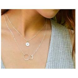 EFYTAL Sister Gifts from Sister, 925 Sterling Silver Double Circle Necklace, Birthday Jewelry Gift Necklaces for Sisters For Eternity