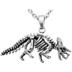 Controse Dinosaur Necklace Triceratops Skeleton Pendant - 316L Stainless Steel