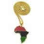 Fashion 21 Pan African Colored Africa Map Pendant 24'' Various Chain Necklace in Gold, Silver Tone