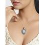 YoTreasure 1.73'' Moonstone Solid 925 Sterling Silver Chain Pendant Jewelry