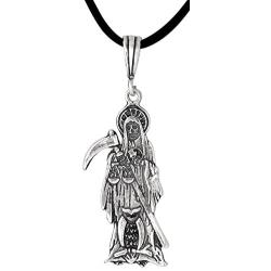 eJewelryPlus Sterling Silver Santa Muerte with OWL and Scale Oxidized Made in USA