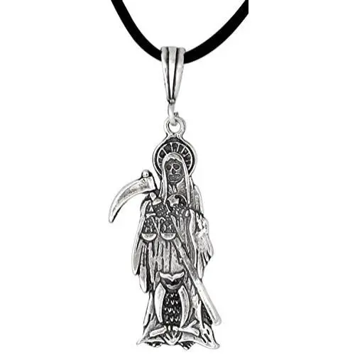 eJewelryPlus Sterling Silver Santa Muerte with OWL and Scale Oxidized Made in USA