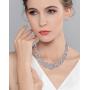 EVER FAITH Wedding Cluster Flower Leaf Necklace Earrings Set Clear Austrian Crystal Silver-Tone