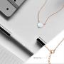 QUINBY Created Opal Necklace Rose Gold Dainty Opal Pendant Necklace for Women 8mm/ 5m