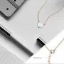 QUINBY Created Opal Necklace Rose Gold Dainty Opal Pendant Necklace for Women 8mm/ 5m QUINBY Created Opal Necklace Rose Gold Dainty Opal Pendant Necklace for Women 8mm/ 5m