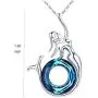 Mermaid Necklace S925 Sterling Silver Crystal Little Mermaid Pendant Necklace Mermaid Jewelry Gifts for Women Girls Mom