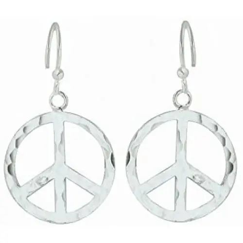 Tisoro Sterling Silver Peace Sign Dangle Earrings - 100% Hypoallergenic & Allergy Free Jewelry Tisoro Sterling Silver Peace Sign Dangle Earrings - 100% Hypoallergenic & Allergy Free Jewelry