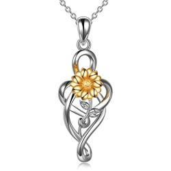 ONEFINITY Sunflower Necklace Sterling Silver Musical Note Sunflower Pendant Jewelry Gifts for Women