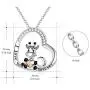 AOBOCO Cute Giraffe Necklace Sterling Silver Crescent Moon Heart Giraffe Pendant Embellished with Crystals from Austria - I Love You Forever, Birthday Anniversary Giraffe Jewelry Gifts for Women