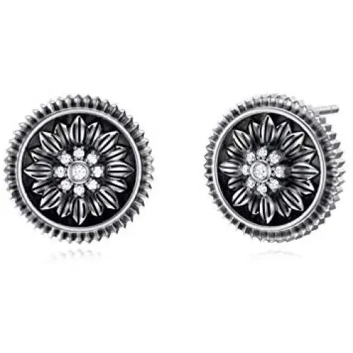 Sterling Silver Antiqued Sunflower Earrings Bohemian Oxidation Sunflower Earrings Vintage Jewelry for Women, Girl
