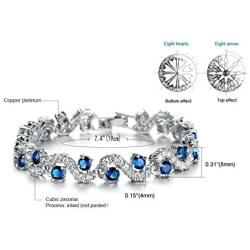 Herinos Women Platinum Plated Cubic Zirconia Tennis Bracelets Wedding Bridal Crystal Bangle