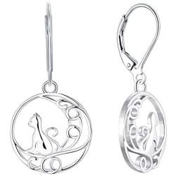 YL Cat Necklace 925 Sterling Silver Filigree Moon Pendant 18K Gold/Rose Gold Jewelry for Women