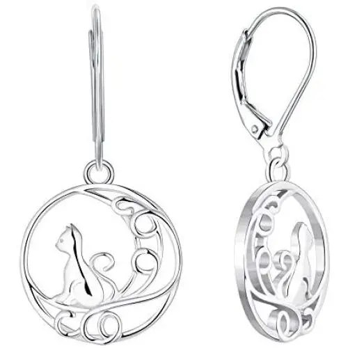 YL Cat Necklace 925 Sterling Silver Filigree Moon Pendant 18K Gold/Rose Gold Jewelry for Women YL Cat Necklace 925 Sterling Silver Filigree Moon Pendant 18K Gold/Rose Gold Jewelry for Women