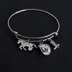 AKTAP Cowgirl Jewelry Cowboy Boot Charm Bracelet Horse Lover Gifts Cowgirl Gifts for Girls