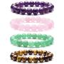 Top Plaza Mens Womens Natural Gemstone Round Beads Healing Crystals Reiki Chakra Balancing Stretch Bracelets