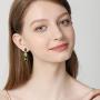 AOBOCO Sterling Silver, Green Peridot Dangle Earrings, Synthetic Simulated Gemstone Teardrop Dangle Earrings with Pear Shape Olivine Crystals