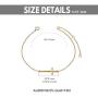14k Gold Sideways Cross Bracelets for Women, Yellow Gold Engraved Faith Cross Bracelet with Adjustable Chain Fine Jewelry for Mom, Wife, Girl, 6.5'' - 8.5''