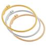 EDFORCE 3 Tone Stainless Steel Hypoallergenic Stacked Twisted Cable Wire Bangle Adjustable Cuff Bracelet Set, Set of 3, 6''-7.5''