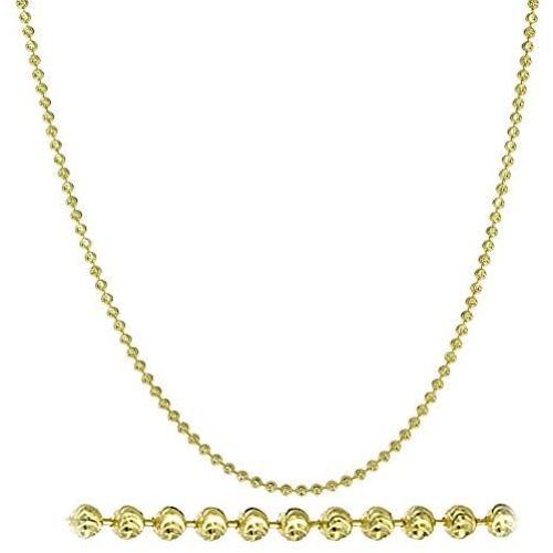 NYC Sterling Diamond Cut Italian 2mm Moon Cut Bead Chain in Solid Sterling Silver