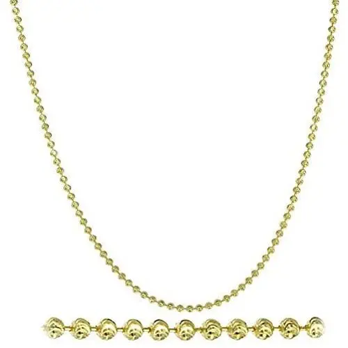 NYC Sterling Diamond Cut Italian 2mm Moon Cut Bead Chain in Solid Sterling Silver NYC Sterling Diamond Cut Italian 2mm Moon Cut Bead Chain in Solid Sterling Silver