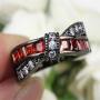 wedding ring set Two Rings His Hers Couples Matching Rings Womens Black Gold Filled Red CZ Wedding Engagement Ring Bridal Sets Mens Stainless Steel Wedding Band