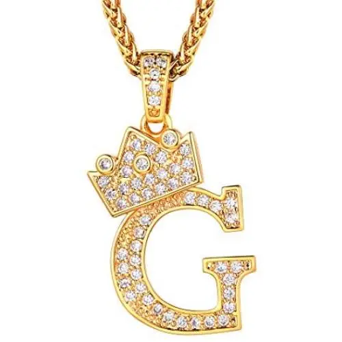 Richsteel A-Z Crown Initial Necklace for Men Women 18K Gold Plated Shiny Cubic Zirconia Monogram Pendant with 22 Chain+2 (Extended) Custom 1-6 Letters Name Jewelry(with Gift Box) Richsteel A-Z Crown Initial Necklace for Men Women 18K Gold Plated Shiny Cubic Zirconia Monogram Pendant with 22 Chain+2 (Extended) Custom 1-6 Letters Name Jewelry(with Gift Box)