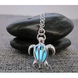 Glowing Necklace,silver Plated Sea Turtle Necklace,glow Necklace,glow in the Dark Necklace,glow in the Dark Jewelry,glow Jewelry