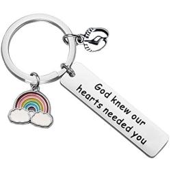 ENSIANTH God knew our hearts needed you Keychain Baby Shower Gift Gift for Rainbow Baby New Parents Gift