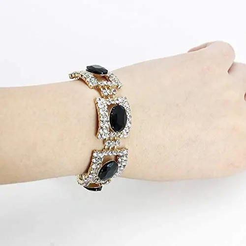 Masiter Sparkly Rhinestone Bracelet Obsidian Tennis Bracelet Wedding Bridal Bridesmaid Body Jewelry Accessories for Women and Girls Masiter Sparkly Rhinestone Bracelet Obsidian Tennis Bracelet Wedding Bridal Bridesmaid Body Jewelry Accessories for Women and Girls