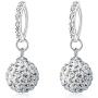 Mandio 925 Sterling Silver Crystal 10/12mm Disco Ball Earrings, Dangle Drop Earrings for Women/Girls