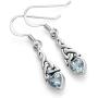 925 Sterling Silver Celtic Knot Gemstone Heart Drop Dangle Hook Earrings 1.29 inches