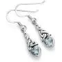 925 Sterling Silver Celtic Knot Gemstone Heart Drop Dangle Hook Earrings 1.29 inches