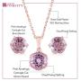 ATELIER PINKCITY Pink Amethyst Necklace and Stud Earring Set 925 Sterling Silver 18K Rose Gold Plated 16 Inches with 2'' Extension Gemstone Birthstone Sets for Women
