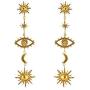 Gold Tone Evil Eyes sun moon Earrings Fashion Unique Abstract Eyes Drop Dangle Earring for Women Girls Exaggerated Jewelry