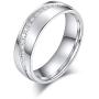 6mm Comfort Fit Heavy Sterling Silver Curved Set Simulated Diamond Court Shape Wedding Band