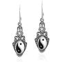 Vintage Style Balance of Life Yin Yang Symbol .925 Sterling Silver Dangle Earrings