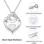 FLYOW 925 Sterling Silver White/Rose Gold Plated Mother and Child Lab Opal Heart Pendant Necklace for Women Mother Daughter, Adjustable Silver Chain 18+2 Inches New Mum Gifts FLYOW 925 Sterling Silver White/Rose Gold Plated Mother and Child Lab Opal Heart Pendant Necklace for Women Mother Daughter, Adjustable Silver Chain 18+2 Inches New Mum Gifts