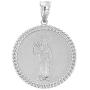 Skeleton Jewelry Sterling Silver Santa Muerte (Grim Reaper) Cuban Link Frame Round Medal Pendant