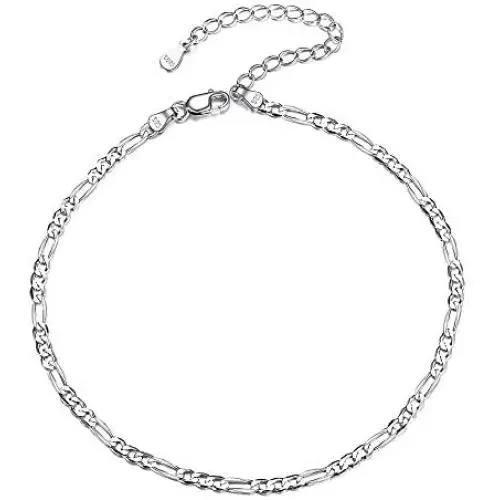 ChicSilver 925 Sterling Silver Ankle Bracelet for Women, Simple Durable Cuban Link/Figaro/Twist Rope Chain Anklets for Beach Party(with Gift Box) ChicSilver 925 Sterling Silver Ankle Bracelet for Women, Simple Durable Cuban Link/Figaro/Twist Rope Chain Anklets for Beach Party(with Gift Box)