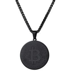 U7 Coin Medal Pendant Stainless Steel 18K Gold Plated Bitcoin Jewelry Digital Cryptocurrency Blockchain Bitcoin Necklaces