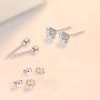 GULICX 3 Pairs Sterling Silver Small Hoop Stud Earrings Hypoallergenic Huggie Hinged Unisex Sleeper Hoops Earrings, Tiny Cartilage CZ Ball Earrings Piercing Jewellery for Women Girls