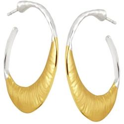 Silpada Good Vibes Crescent Hoop Earrings in Sterling Silver & Brass
