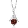 Gem Stone King 925 Sterling Silver Red Garnet Earring and Pendant Set For Women (2.25 Cttw, 6MM Each Garnet, With 18inches Silver Chain)