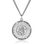 Mens Sterling Silver Saint Christopher Pendant Necklace with Stainless Steel Chain, 24''