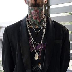 BVROSKI Chains Necklace for Eboy Egirl Men Male Emo Goth Women Teen Girls Boys,2 Layered Lock Key Pendants Necklaces Set,Stainless Steel Jewelry Pack for Pants Punk Play